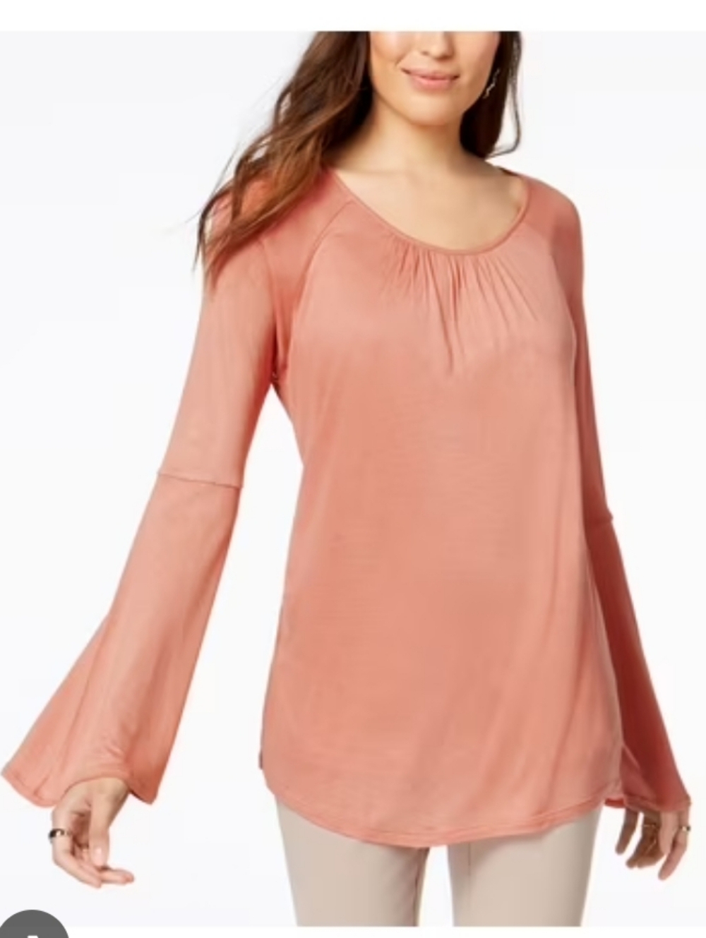 Style & Co. Coral Bell-Sleeve Scoop Neck Top Size 1X